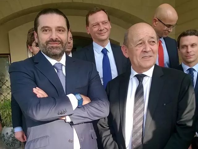 a picture taken on november 16 2017 shows french foreign minister jean yves le drian r posing for a photo with lebanese prime minister saad hariri in the saudi capital riyadh photo afp a picture taken on november 16 2017 shows french foreign minister jean yves le drian r posing for a photo with lebanese prime minister saad hariri in the saudi capital riyadh photo afp