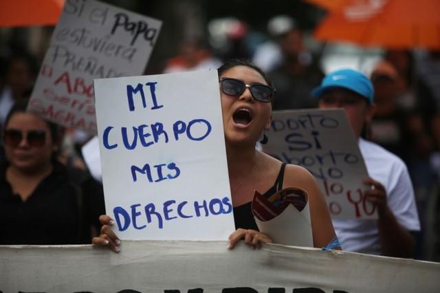 file photo women participate in a demonstration to ask for decriminalization of abortion in san salvador el salvador september 28 2017 the writing on the placard reads quot my body my rights quot photo reuters