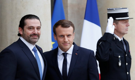 french president emmanuel macron and saad hariri who announced his resignation as lebanon 039 s prime minister while on a visit to saudi arabia are pictured at the elysee palace in paris photo reuters