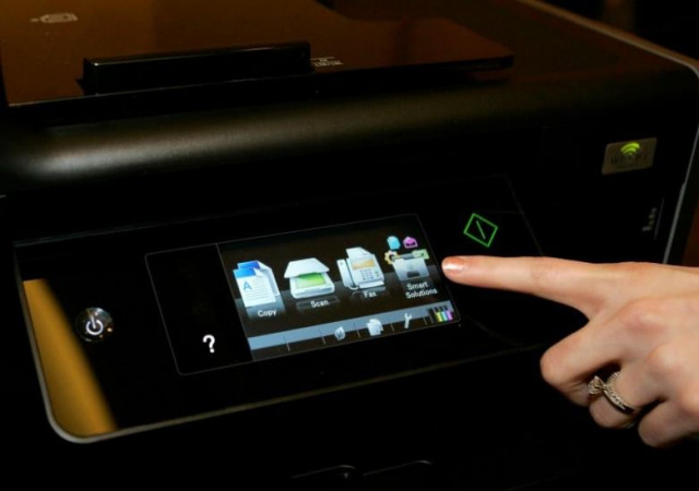 a touch screen menu is displayed on a lexmark platinum pro905 printer photo reuters