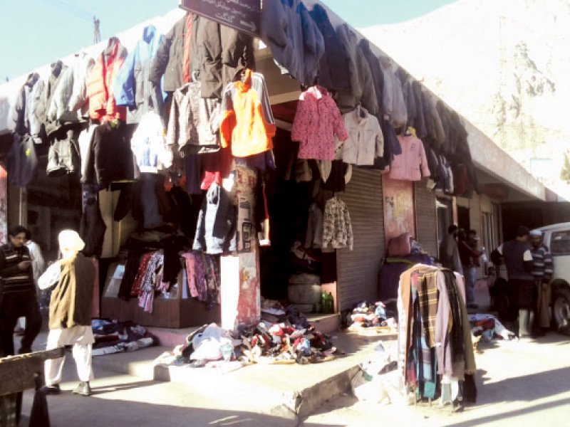 file photo used winter clothes displayed at a landa bazaar in swat photo fazal khaliq express