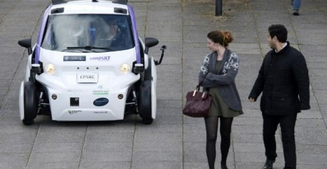 a self driving vehicle being tested in a pedestrian zone of london photo afp a self driving vehicle being tested in a pedestrian zone of london photo afp