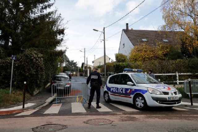 police patrol the scene in sarcelles photo afp