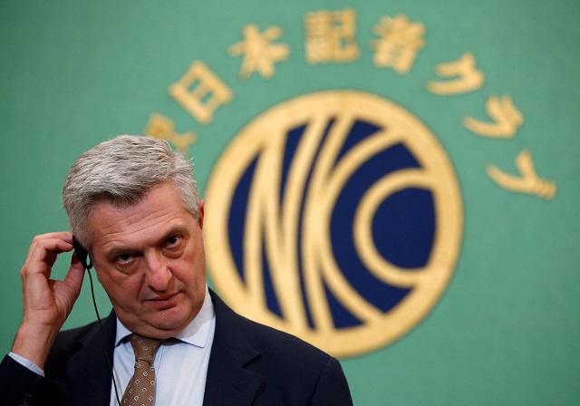 u n high commissioner for refugees unhcr filippo grandi attends a news conference at the japan national press club in tokyo japan november 20 2017 photo reuters