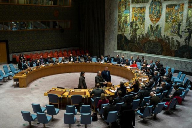 united nations security council members cast their vote during a meeting on the election of five members of the international court of justice at the un headquarters in new york photo afp