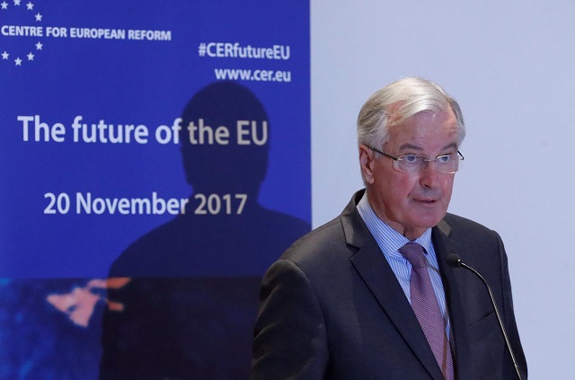 european union 039 s chief brexit negotiator michel barnier addresses a conference on the quot the future of the eu quot at the centre for european reform in brussels belgium november 20 2017 photo reuters
