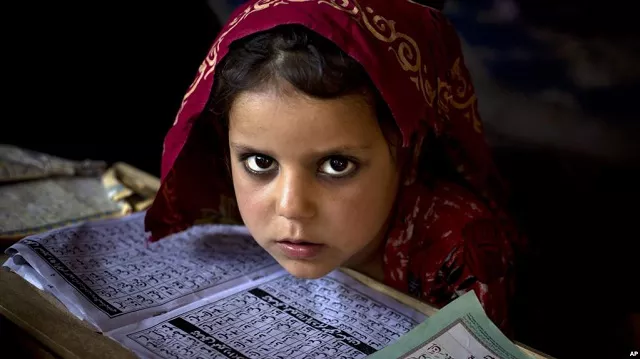 an internally displaced pakistani girl from a tribal area attends her daily lesson at a madrassa a school for the study of islam on the outskirts of islamabad pakistan monday april 6 2015 photo voa an internally displaced pakistani girl from a tribal area attends her daily lesson at a madrassa a school for the study of islam on the outskirts of islamabad pakistan monday april 6 2015 photo voa