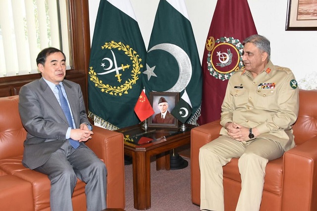 special envoy on korean peninsula affairs of china kong xuanyou in a meeting with army chief general qamar javed bajwa at the general headquarters on november 21 2017 photo ispr