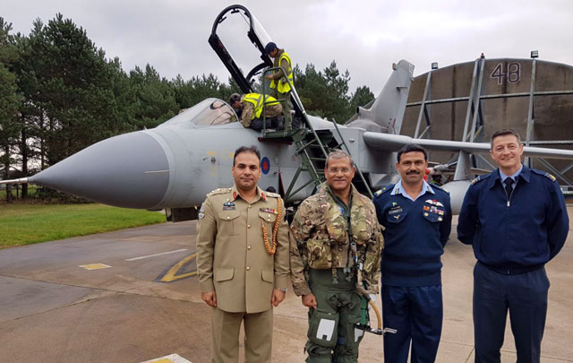 chief of the air staff air chief marshal sohail aman before flying an exercise training mission in tornado aircraft at raf marham uk photo paf