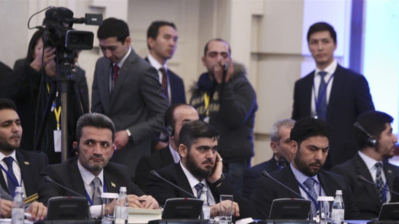 mohammad alloush centre the head of the syrian opposition delegation attends syria peace talks in astana kazakhstan photo reuters