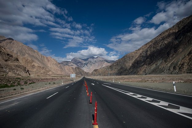 the china pakistan friendship highway before the karakorum mountain range near tashkurgan in china 039 s western xinjiang province photo afp