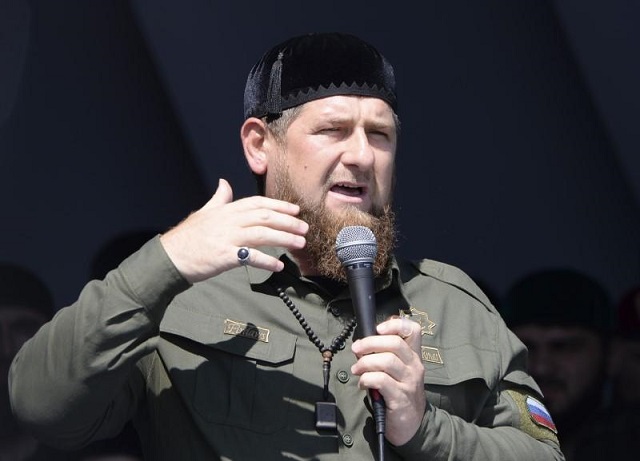 head of the chechen republic ramzan kadyrov delivers a speech during a rally in support of muslim rohingya following the recent violence which erupted in myanmar in the chechen capital grozny russia september 4 2017 photo reuters