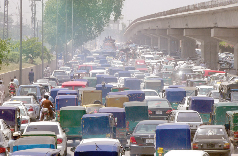 view of a massive traffic jam on assembly road photo muhammad iqbal express