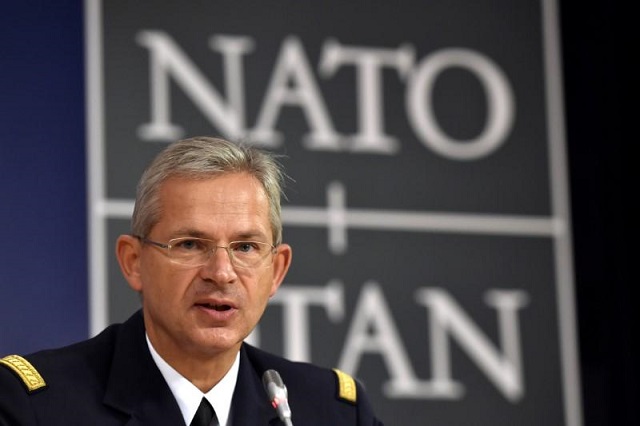 file photo general denis mercier supreme allied commander transformation sact talks during a joint news conference after the 177th military committee in chiefs of defence session with general petr pavel chairman of the nato military committee cmc and general curtis scaparrotti supreme allied commander europe saceur in brussels belgium may 17 2017 photo reuters