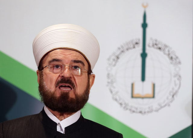 ali moheiddin al qaradaghi secretary general of the international union for muslim scholars iums speaks during a press conference in the qatari capital doha on december 1 2017 photo afp ali moheiddin al qaradaghi secretary general of the international union for muslim scholars iums speaks during a press conference in the qatari capital doha on december 1 2017 photo afp