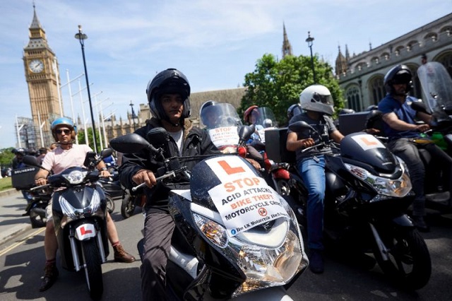 delivery riders protest in london as the number of acid attacks continues to increase photo afp