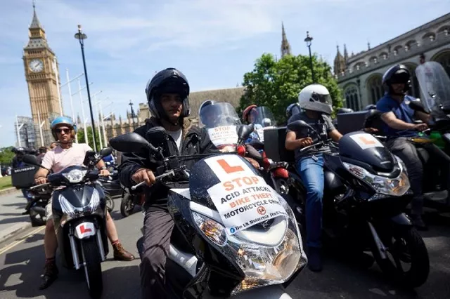 delivery riders protest in london as the number of acid attacks continues to increase photo afp delivery riders protest in london as the number of acid attacks continues to increase photo afp