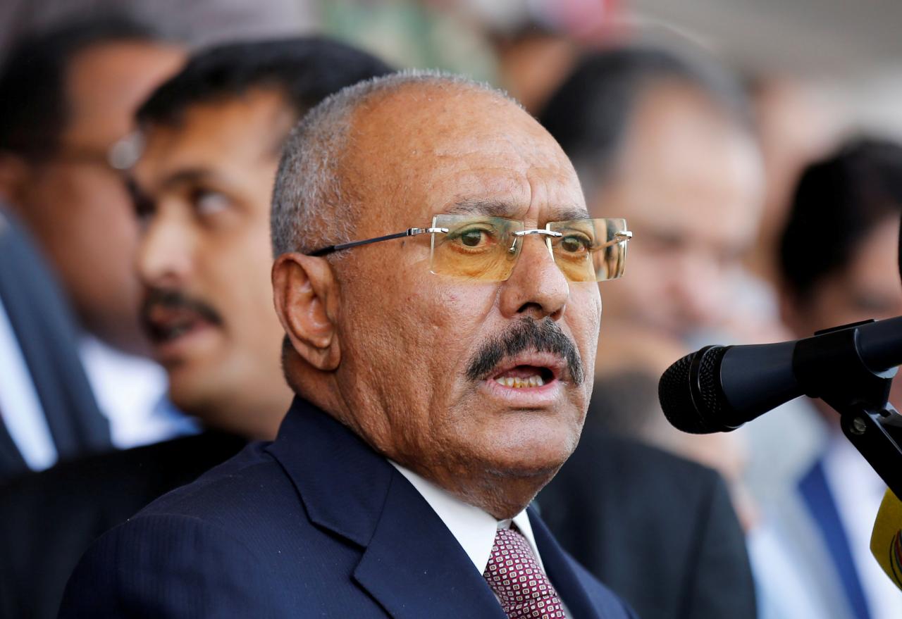 yemen 039 s former president ali abdullah saleh addresses a rally held to mark the 35th anniversary of the establishment of his general people 039 s congress party in sanaa photo reuters