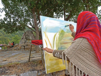 appreciating mountains painting margalla hills