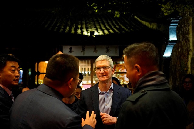 apple ceo tim cook arrives before the fourth world internet conference in wuzhen zhejiang province china december 2 2017 photo reuters