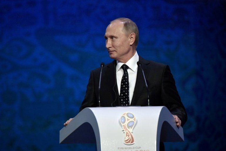 an image of president of russia vladimir putin as seen during the draw photo reuters