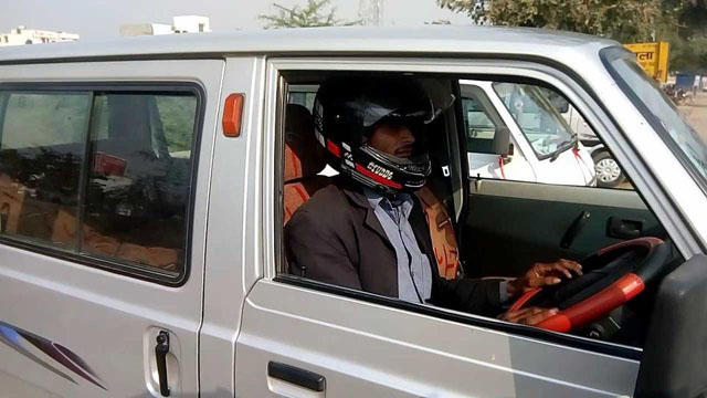 after receiving the fine the 23 year old now uses a helmet while driving his car photo hindustan times