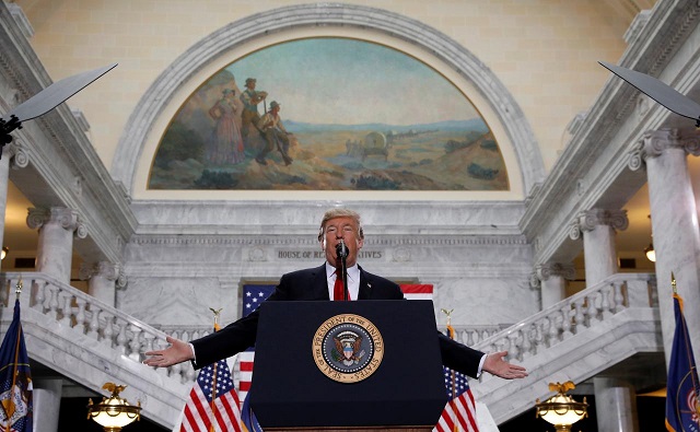 us president donald trump speaks at the utah state capitol where he announced big cuts to utah 039 s sprawling wilderness national monuments in salt lake city utah u s december 4 2017 photo reuters