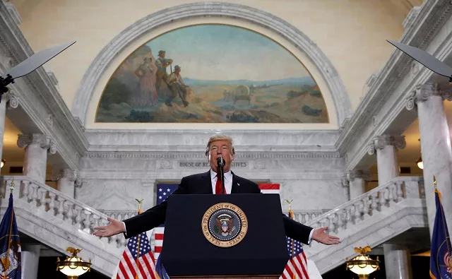 us president donald trump speaks at the utah state capitol where he announced big cuts to utah 039 s sprawling wilderness national monuments in salt lake city utah u s december 4 2017 photo reuters us president donald trump speaks at the utah state capitol where he announced big cuts to utah 039 s sprawling wilderness national monuments in salt lake city utah u s december 4 2017 photo reuters