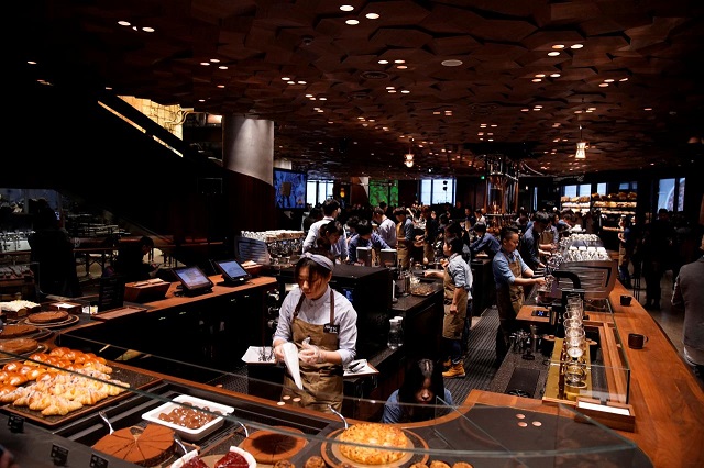 a view of the new starbucks reserve roastery during a press conference in shanghai china december 5 2017 photo reuters