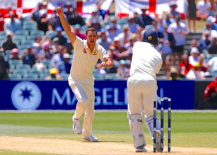 ashes test match   australia v england   adelaide oval adelaide australia december 6 2017 australia 039 s josh hazlewood celebrates taking the wicket of england 039 s chris woakes during the fifth day of the second ashes cricket test match photo reuters