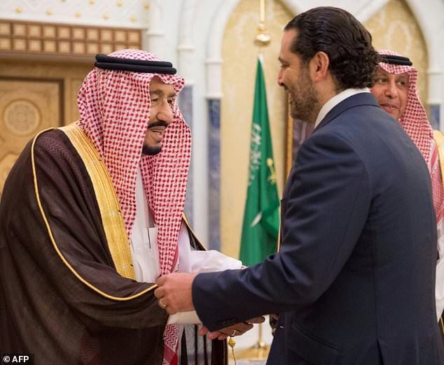 lebanese prime minster saad hariri with saudi king salman bin abdulaziz al saud photo afp