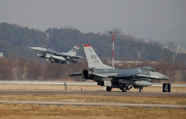 us air force f 16 fighter jets take part in a joint aerial drill exercise called 039 vigilant ace 039 between u s and south korea at the osan air base in pyeongtaek south korea december 6 2017 photo reuters us air force f 16 fighter jets take part in a joint aerial drill exercise called 039 vigilant ace 039 between u s and south korea at the osan air base in pyeongtaek south korea december 6 2017 photo reuters