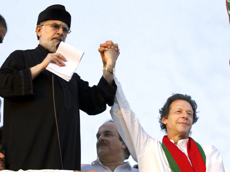 tahirul qadri and imran khan photo afp