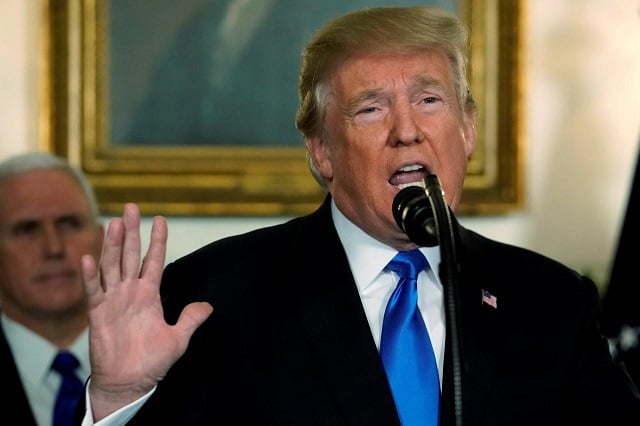 u s president donald trump delivers remarks recognizing jerusalem as the capital of israel at the white house in washington us december 6 2017 photo reuters