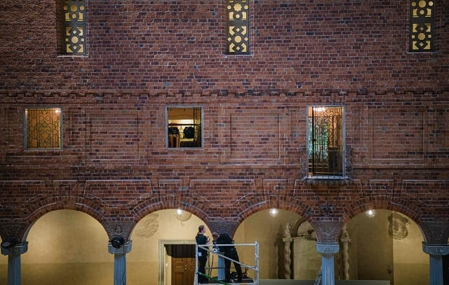 men work at stockholm city hall where preparations are under way for the 2017 nobel banquet photo afp men work at stockholm city hall where preparations are under way for the 2017 nobel banquet photo afp