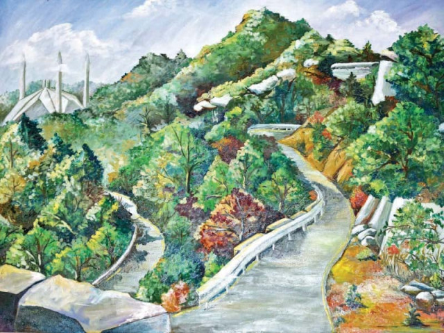 paintings on display at margalla hills painting competition photo express paintings on display at margalla hills painting competition photo express