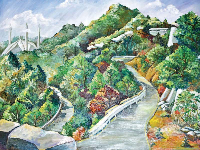 paintings on display at margalla hills painting competition photo express