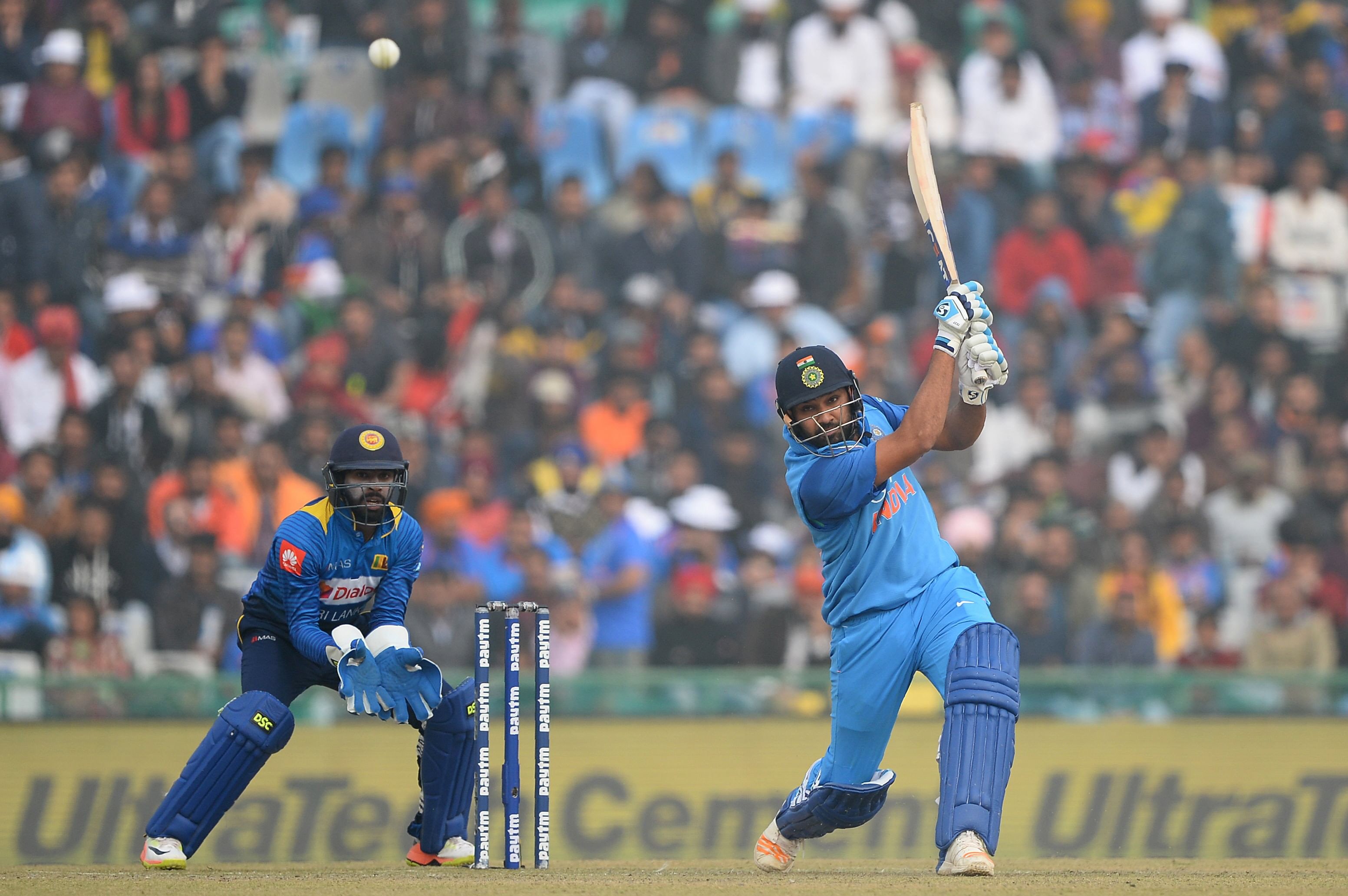 easy victory sharma 039 s unbeaten 208 steered the hosts to an imposing 392 4 and then restricted sri lanka to 251 8 to level the three match series at 1 1 in mohali photo afp