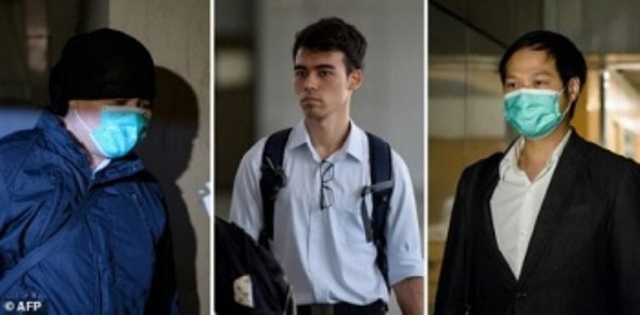 cheng wai shing rizzy pennelli and chan yiu shing were sentenced to up to three years and 10 months in prison in hong kong for possessing and conspiring to make explosives photo afp