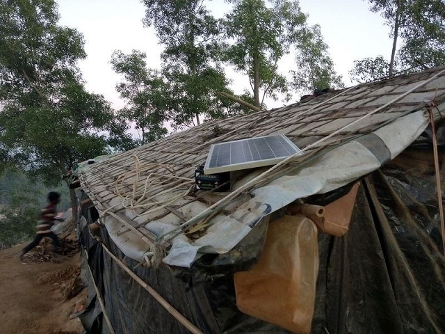 a solar panel sits atop a makeshift home at thaingkhali refugee camp in ukhiya in bangladesh 039 s cox s bazar december 6 2017 photo reuters