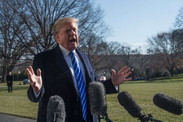 us president donald trump speaks to the press at the white house in washington dc on december 16 2017 before departing for the camp david photo afp us president donald trump speaks to the press at the white house in washington dc on december 16 2017 before departing for the camp david photo afp