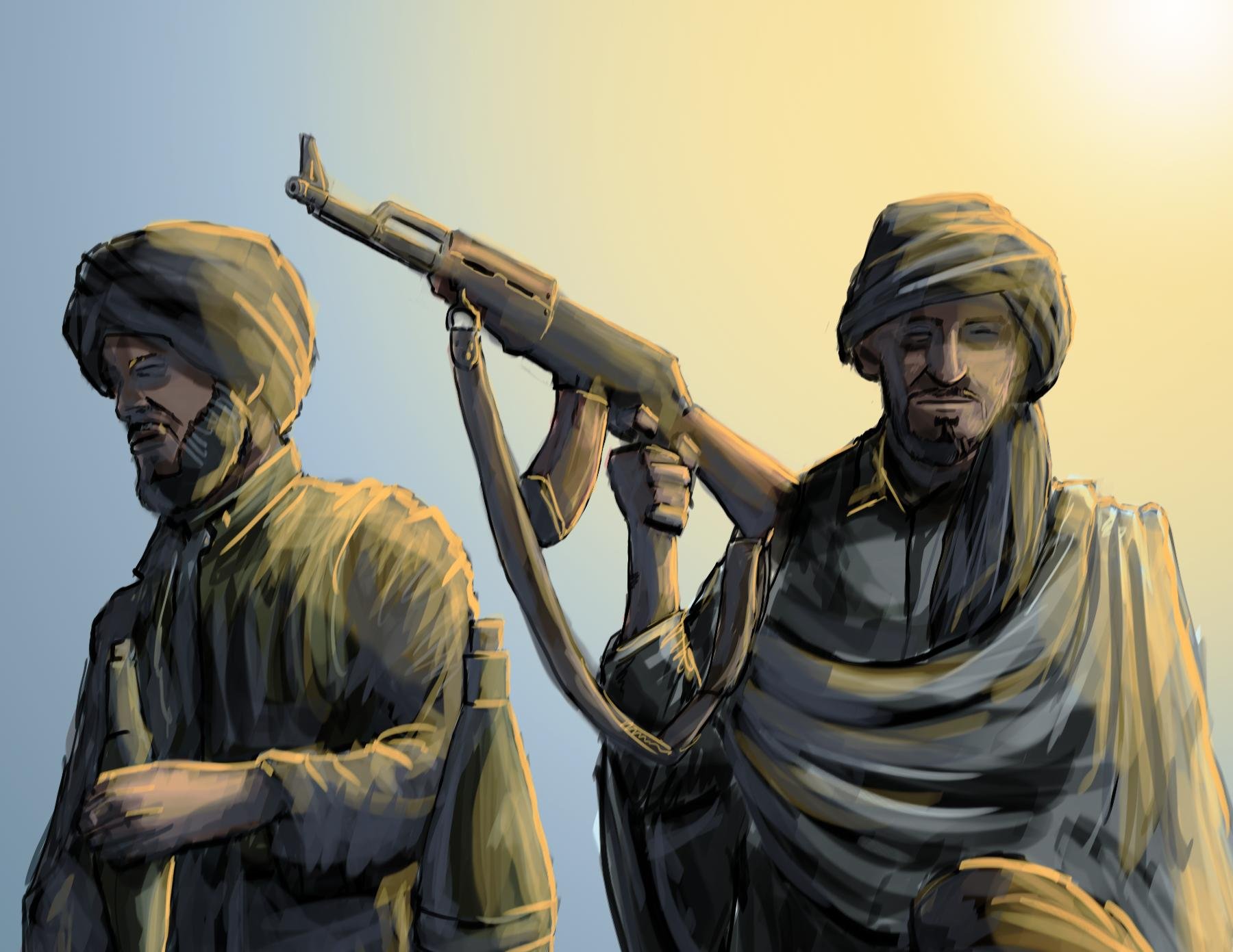 urging us to adopt a logical path rather than talking such action the taliban spokesperson said they should review policy of continuing invasion of afghanistan illustration jamal khurshid