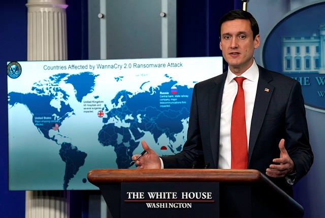 tom bossert homeland security adviser to president donald trump holds a press briefing to publicly blame north korea for unleashing the so called wannacry cyber attack at the white house in washington us december 19 2017 photo reuters