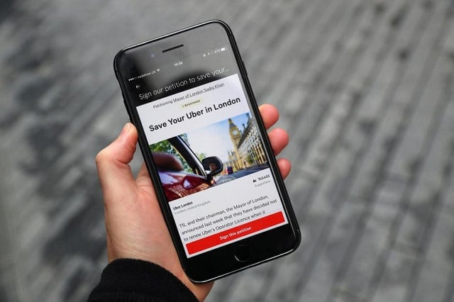 a message on the uber app is seen on mobile telephone in london britain september 25 2017 photo reuters