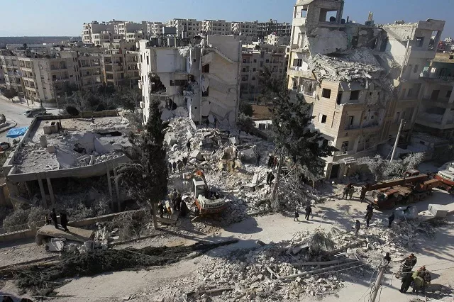 file photo people inspect the damage at a site hit by airstrikes in the rebel held city of idlib syria february 7 2017 photo reuters file photo people inspect the damage at a site hit by airstrikes in the rebel held city of idlib syria february 7 2017 photo reuters