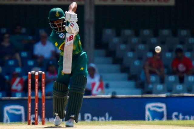 south african batsmen temba bavuma plays a shot during the 3rd odi match at the buffalo park in east london on october 23 2017 photo afp south african batsmen temba bavuma plays a shot during the 3rd odi match at the buffalo park in east london on october 23 2017 photo afp