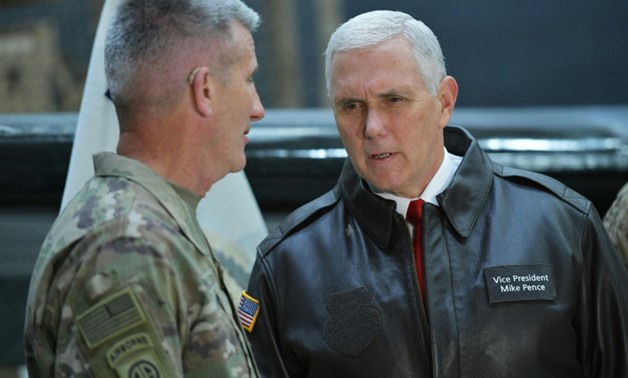 us vice president mike pence with general nick nicholson commander of us forces in afghanistan at bagram airfield photo afp