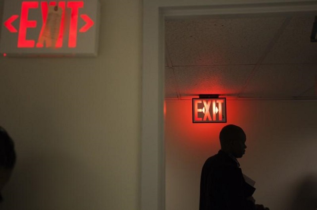 a job seeker departs the dr martin luther king jr career fair held by the new york state department of labor in new york april 12 2012 photo reuters