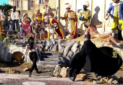 topless femen activist tries to snatch jesus statue from vatican crib topless femen activist tries to snatch jesus statue from vatican crib