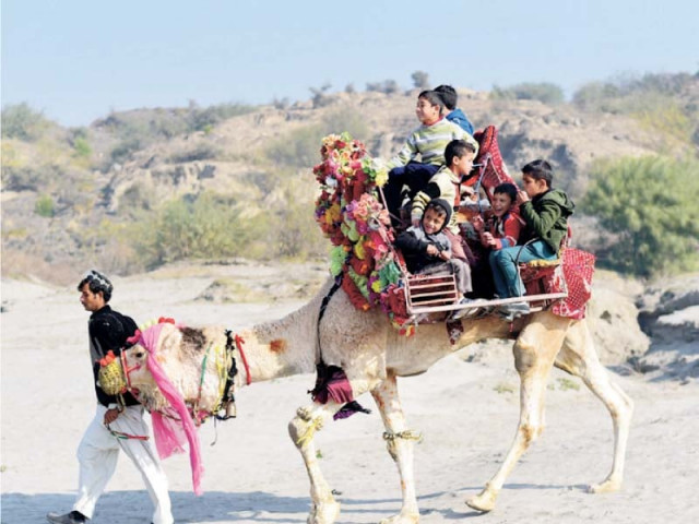 orphans enjoy a camel ride on riverbank while a ptdc volunteer distributes books among children photo express orphans enjoy a camel ride on riverbank while a ptdc volunteer distributes books among children photo express